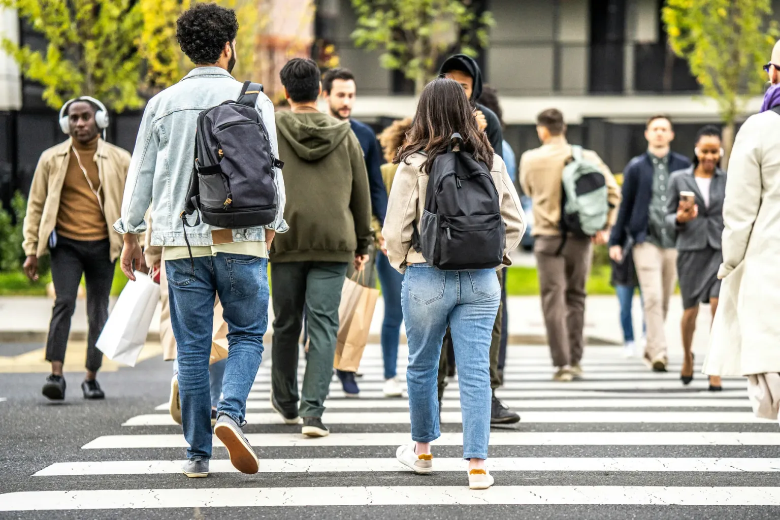 People crossing a city street